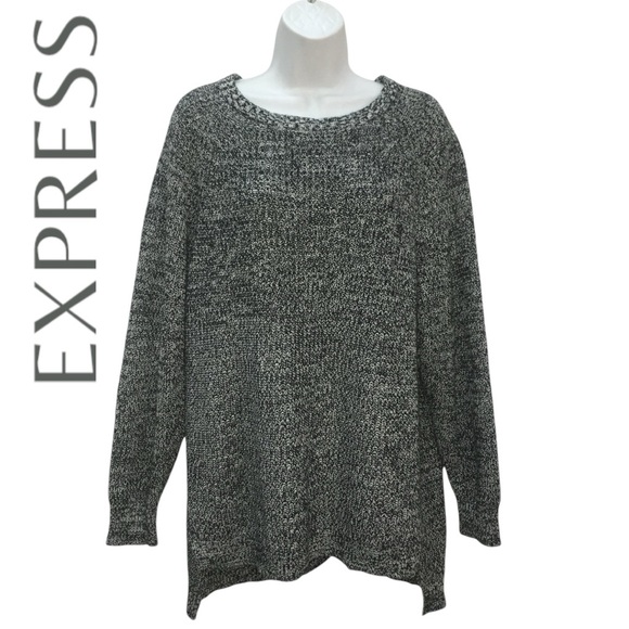 Express Heather Gray Oversized Knit Tunic Sweater - Women’s Small - Picture 7 of 15